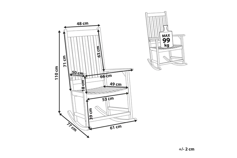 Gyngestol utendørs Emiliano - Lysebrun - Hagemøbler & utemiljø - Stoler & Lenestoler - Gyngestol utendørs