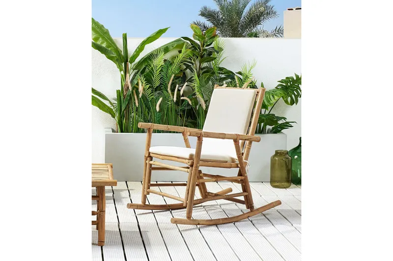 Gyngestol utendørs Vonsha - Hvit/Lys Brun - Hagemøbler & utemiljø - Stoler & Lenestoler - Gyngestol utendørs
