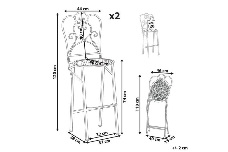 Hagebarstoler sett med 2 Trieste - Hagemøbler & utemiljø - Stoler & Lenestoler - Barstoler utendørs