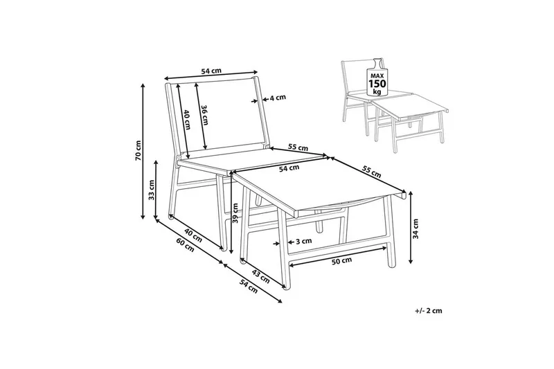 Hagestol Marceddi - Beige, hvit - Hagemøbler & utemiljø - Stoler & Lenestoler - Utelenestoler