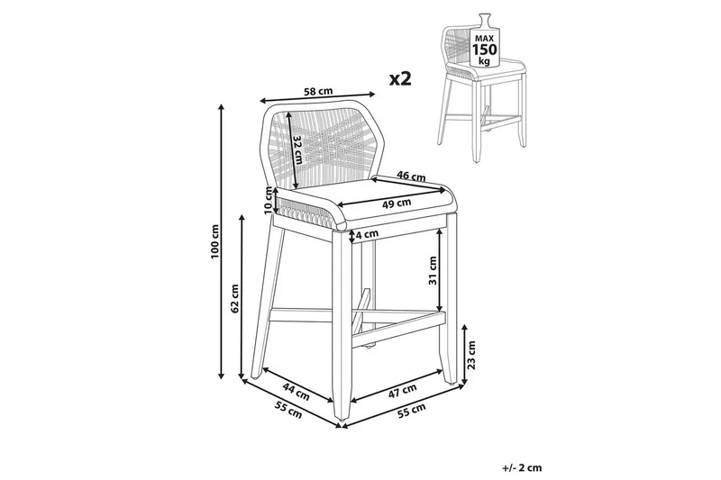 Hagestol sett med 2 Talamone - Hagemøbler & utemiljø - Stoler & Lenestoler - Barstoler utendørs