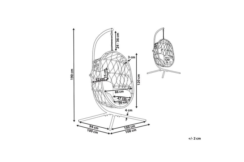 Hengestol Adria - Beige, hvit - Hagemøbler & utemiljø - Stoler & Lenestoler - Hengestoler