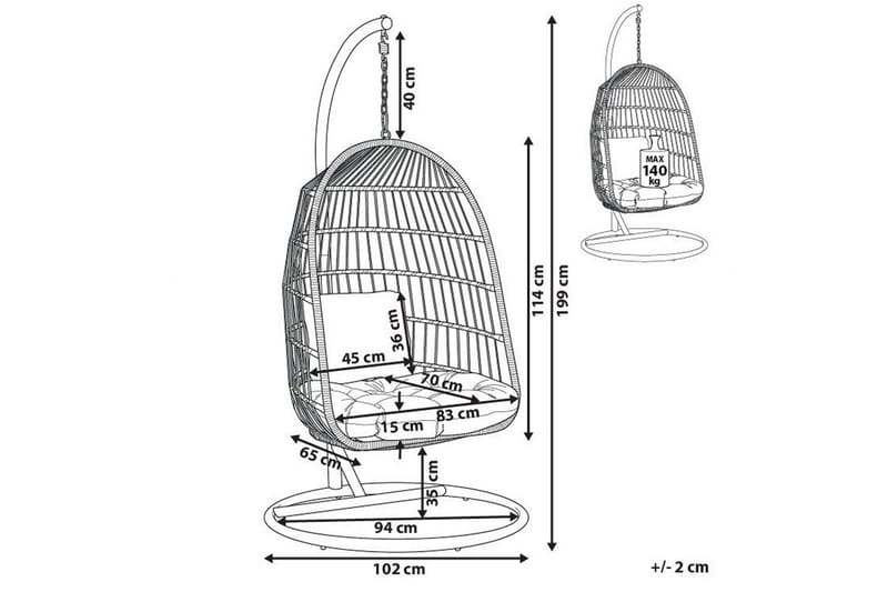 Hengestol Allera - Hvit, Grå - Hagemøbler & utemiljø - Stoler & Lenestoler - Hengestoler