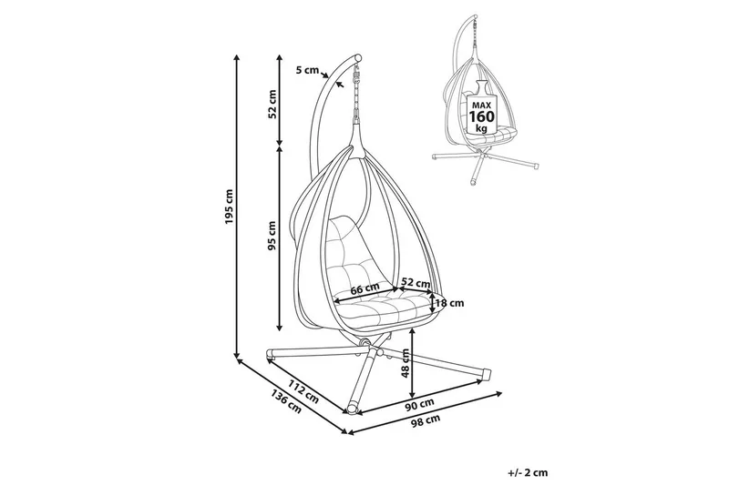 Hengestol Avegno - Mørk grå - Hagemøbler & utemiljø - Stoler & Lenestoler - Hengestoler