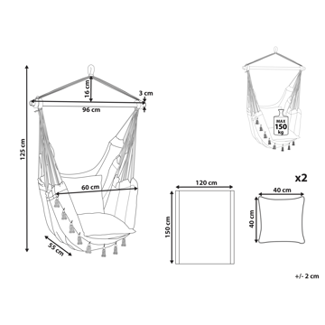 Hengestol utendørs Varena Bomull - Beige/Blå - Hagemøbler & utemiljø - Stoler & Lenestoler - Hengestoler