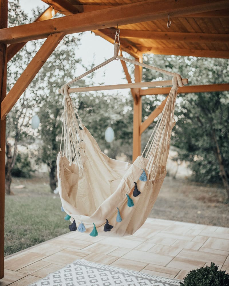 Hengestol utendørs Varena Bomull - Beige/Blå - Hagemøbler & utemiljø - Stoler & Lenestoler - Hengestoler