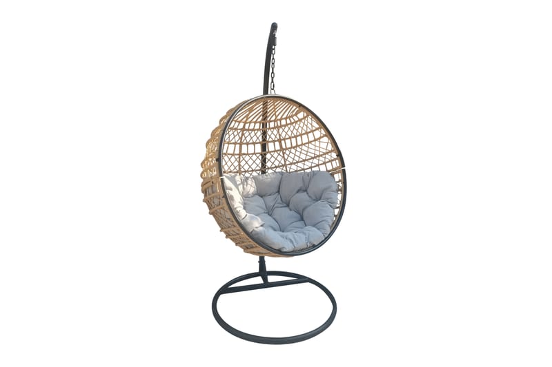 Hengestol Harriet med Pute Kunstrotting Hvit/Svart/Beige - Hengestoler