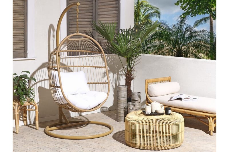 Hengestol med stativ kunstrotting beige ALBA - Tre / Natur - Hagemøbler & utemiljø - Stoler & Lenestoler - Hengestoler