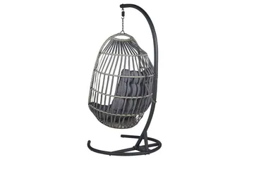 Hengestol med stativ kunstrotting Mørkegrå SESIA - Grå - Hagemøbler & utemiljø - Stoler & Lenestoler - Hengestoler