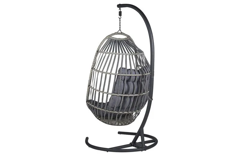 Hengestol med stativ kunstrotting Mørkegrå SESIA - Grå - Hagemøbler & utemiljø - Stoler & Lenestoler - Hengestoler