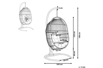 Hengestol med stativ kunstrotting Mørkegrå SESIA - Grå - Hagemøbler & utemiljø - Stoler & Lenestoler - Hengestoler