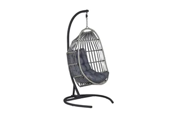 Hengestol med stativ kunstrotting Mørkegrå SESIA - Grå - Hagemøbler & utemiljø - Stoler & Lenestoler - Hengestoler