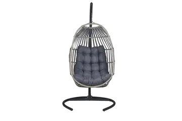 Hengestol med stativ kunstrotting Mørkegrå SESIA - Grå - Hagemøbler & utemiljø - Stoler & Lenestoler - Hengestoler