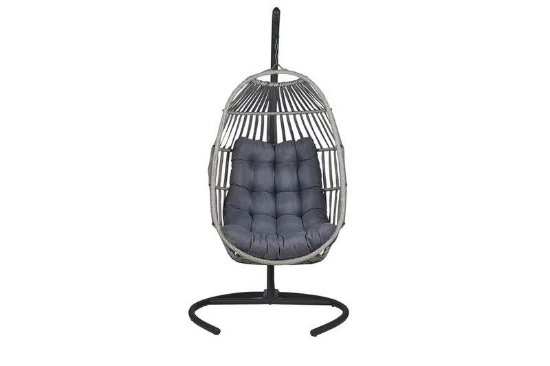 Hengestol med stativ kunstrotting Mørkegrå SESIA - Grå - Hagemøbler & utemiljø - Stoler & Lenestoler - Hengestoler