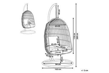 Hengestol med Stativ tau beige ALL - Tre / Natur - Hagemøbler & utemiljø - Stoler & Lenestoler - Hengestoler