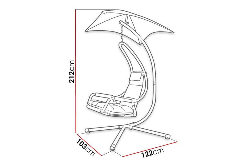 Hengestol Utendørs – Hengestol – Hengestol med stativ og tak for balkong og uteplass - Svart|Grå - Hagemøbler & utemiljø - Stoler & Lenestoler - Hengestoler