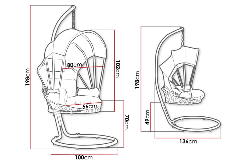 Hengestol Utendørs med stativ og tak – Hengestol – Hengestol - Svart - Hagemøbler & utemiljø - Stoler & Lenestoler - Hengestoler