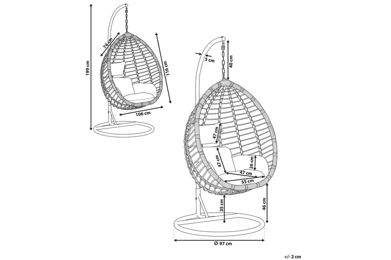 Parylak Hengestol med Stativ - Grå - Hagemøbler & utemiljø - Stoler & Lenestoler - Hengestoler
