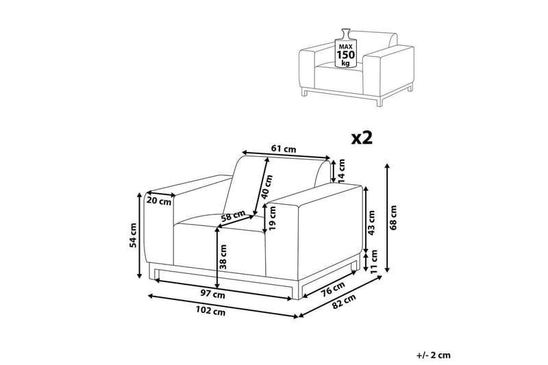 Lenestol sett på 2 Rovigo - Lysegrå, Hvit, Lysegrå, hvit - Hagemøbler & utemiljø - Stoler & Lenestoler - Utelenestoler