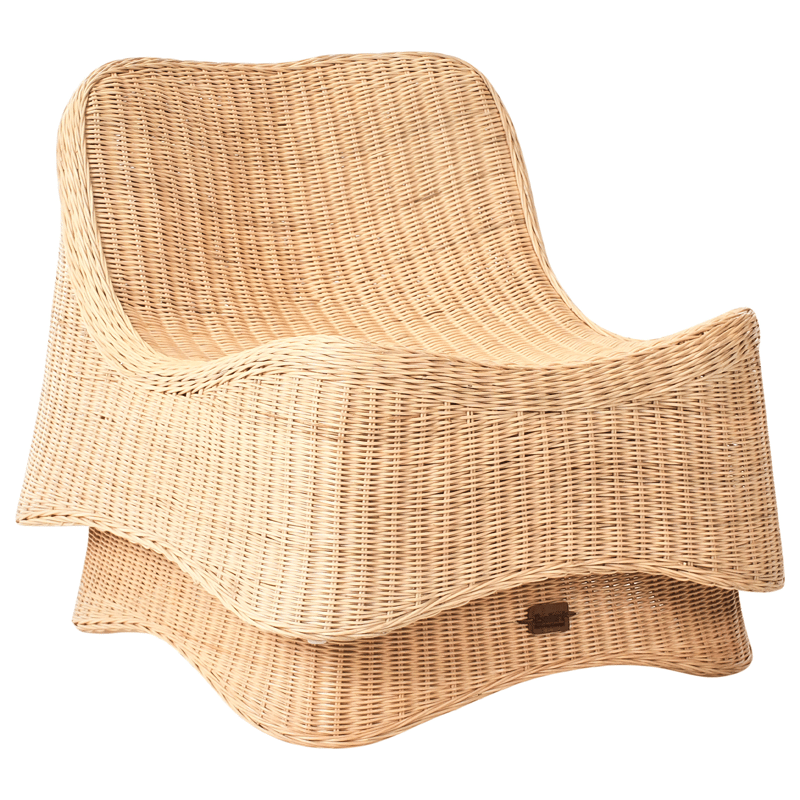 Lenestol utendørs med fotskammel Aigani rotting - Naturlig/beige - Hagemøbler & utemiljø - Stoler & Lenestoler - Utelenestoler