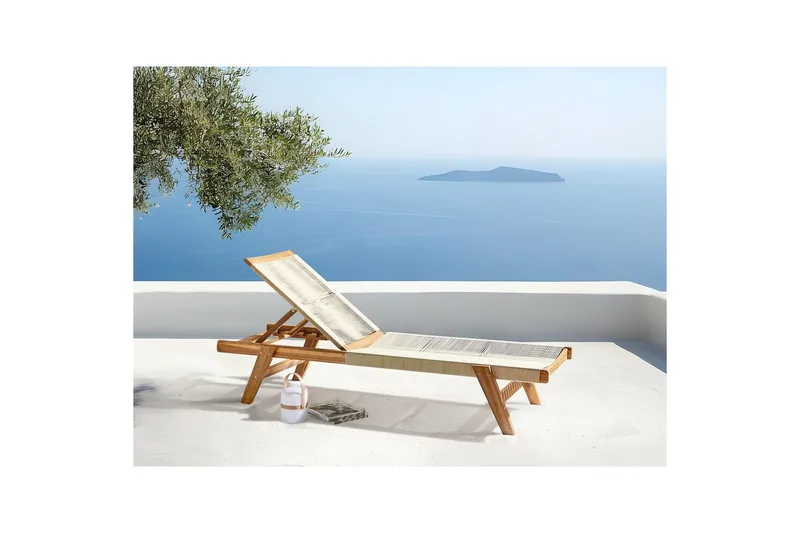 Lenestol Prossedi Beige/lyst tre - Beige/lyst tre - Hagemøbler & utemiljø - Stoler & Lenestoler - Solsenger & solvogner