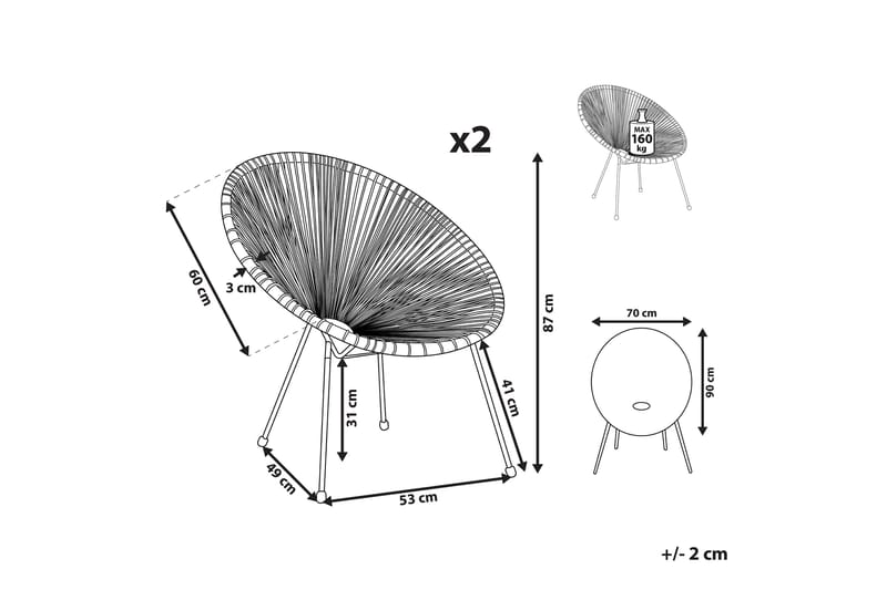 Maniwaki Utelenestol - Grå/Svart - Hagemøbler & utemiljø - Stoler & Lenestoler - Utelenestoler