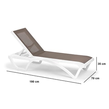Muneo Solseng 190 cm - Hvit / taupe - Hagemøbler & utemiljø - Stoler & Lenestoler - Solsenger & solvogner