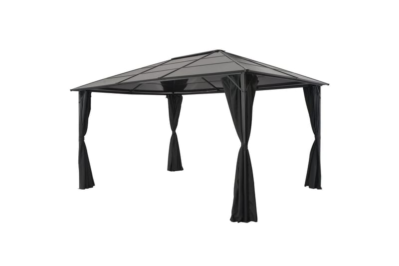Paviljong med gardin aluminium 4x3x2,6 m svart - Svart - Solsenger & solvogner