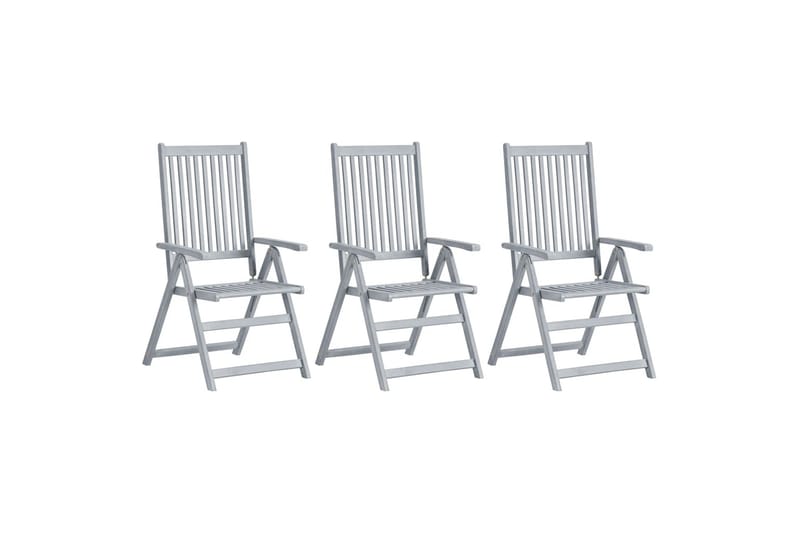 Hagelenestoler 3 stk grå heltre akasie - Grå - Posisjonsstoler