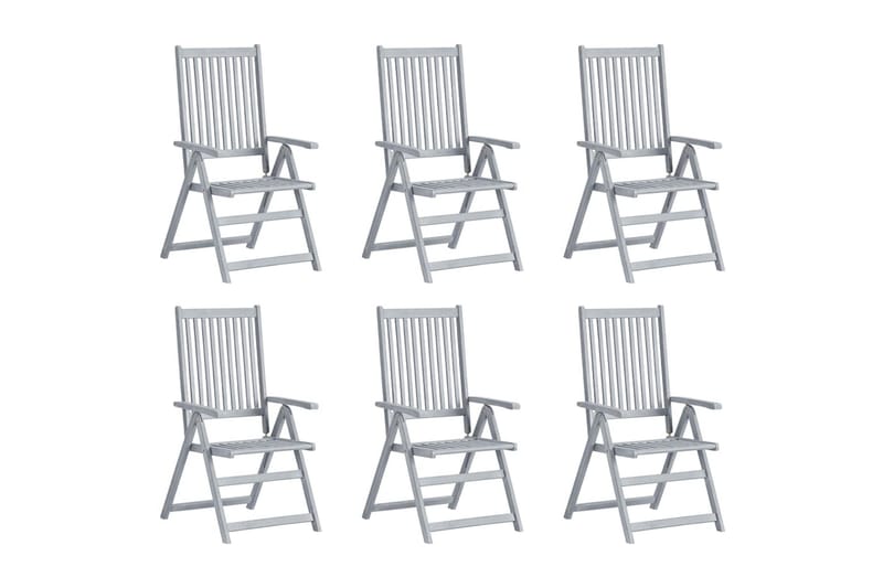 Hagelenestoler 6 stk grå heltre akasie - Grå - Posisjonsstoler