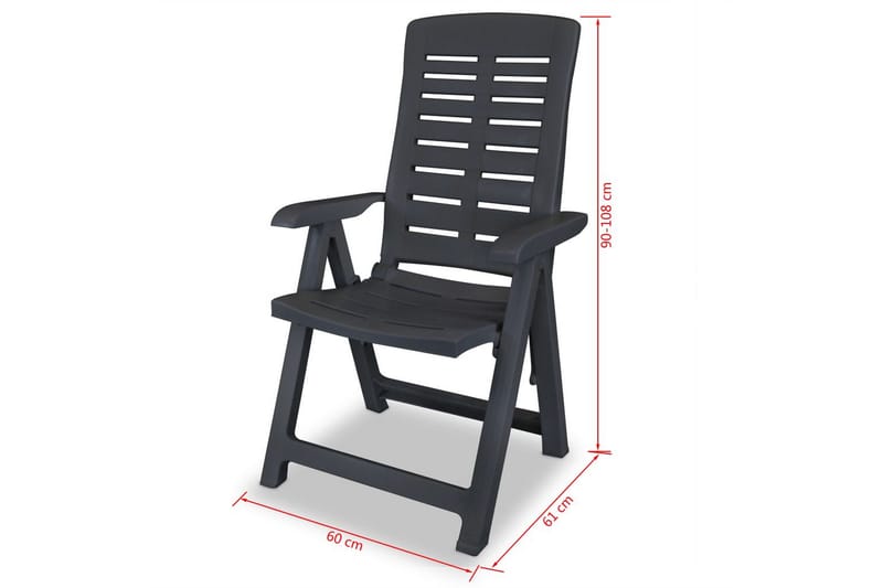 Hagelenestoler 6 stk plast antrasitt - Grå - Posisjonsstoler