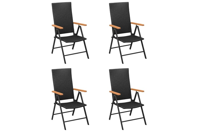 Hagestoler 4 stk polyrotting svart - Svart - Posisjonsstoler