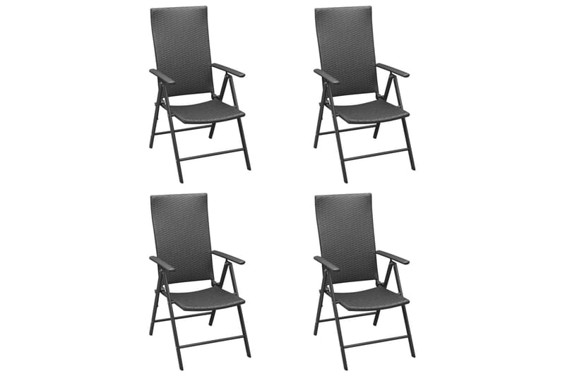 Hagestoler 4 stk polyrotting svart - Svart - Posisjonsstoler