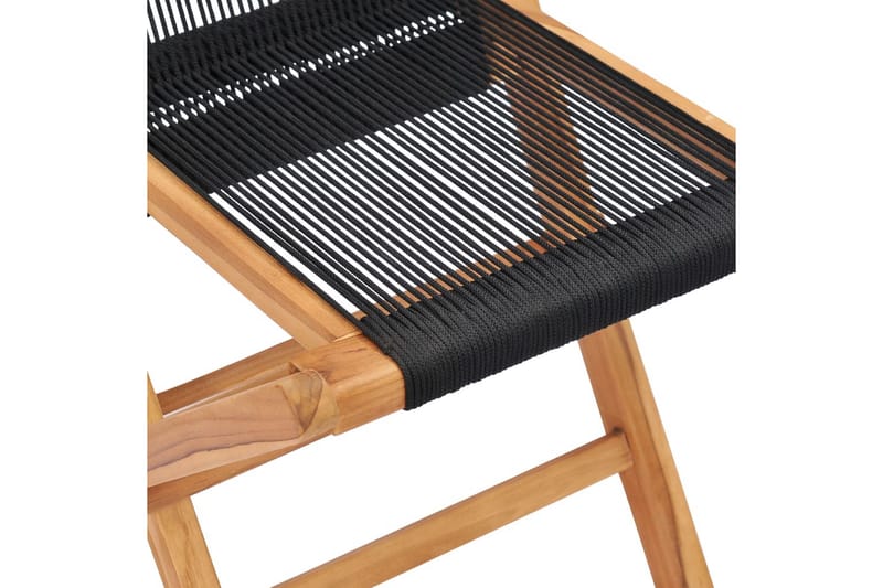 Klappstoler 2 stk heltre teak og tau - Brun - Posisjonsstoler