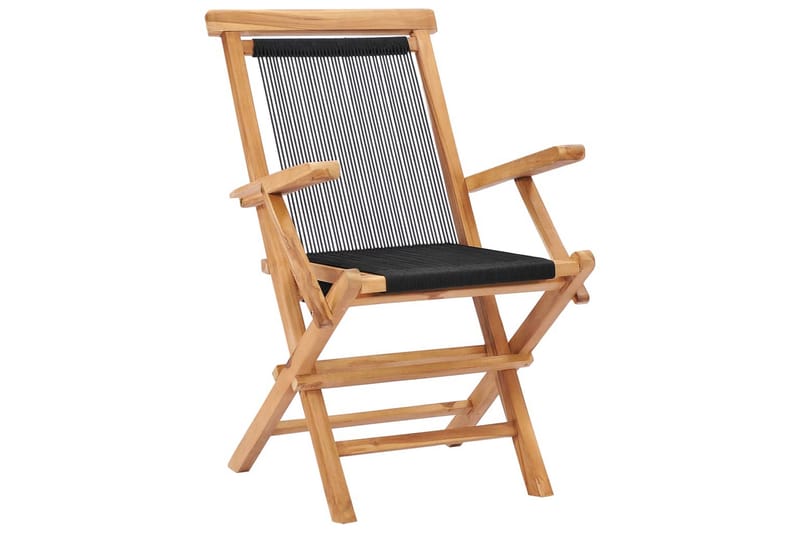 Klappstoler 2 stk heltre teak og tau - Brun - Posisjonsstoler