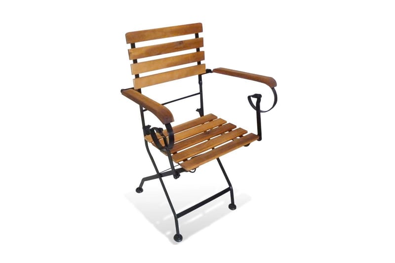 Klappstoler 2 stk stål og heltre akasie - Brun - Posisjonsstoler
