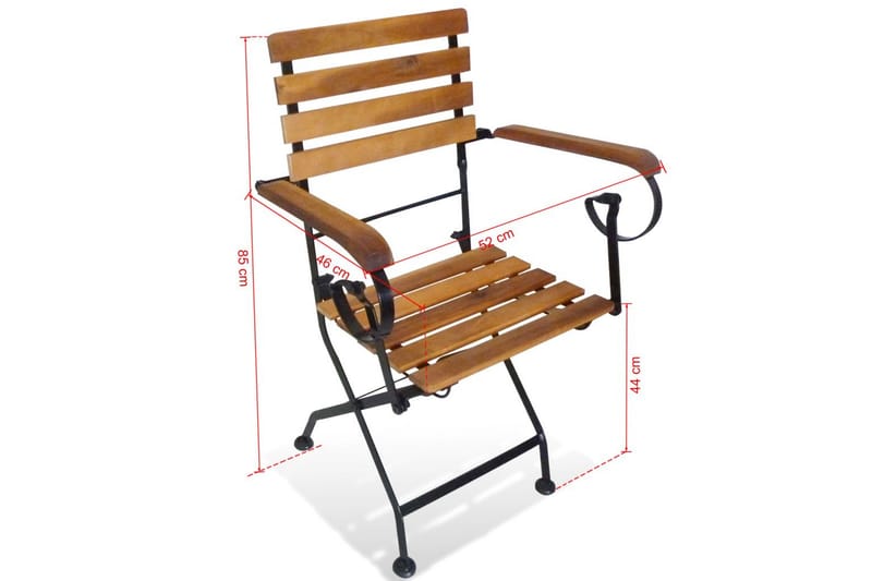 Klappstoler 2 stk stål og heltre akasie - Brun - Posisjonsstoler
