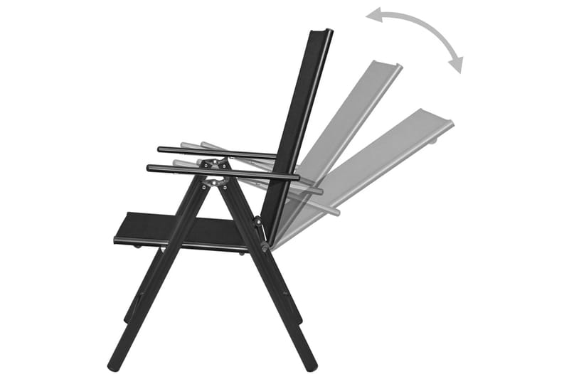 Sammenleggbare hagestoler 2 stk aluminium og textilene svart - Svart - Posisjonsstoler