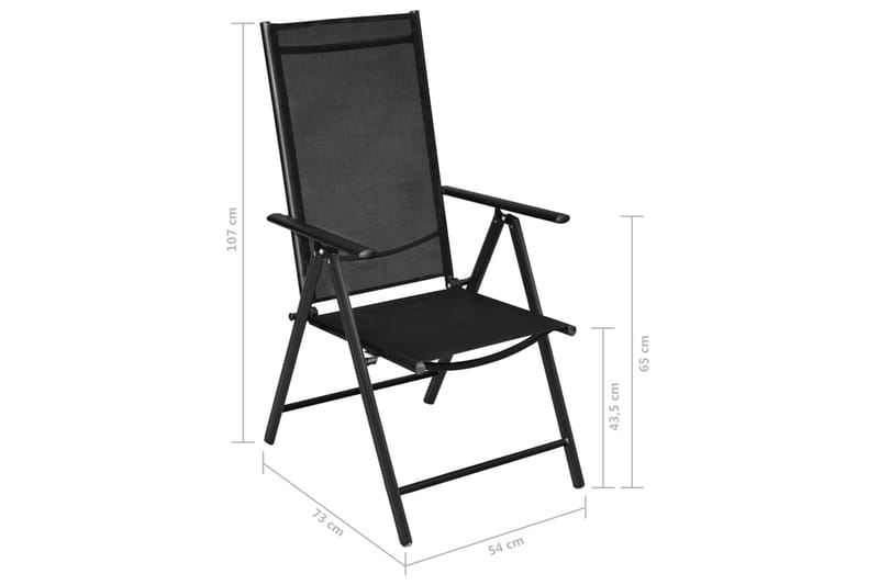Sammenleggbare hagestoler 2 stk aluminium og textilene svart - Svart - Posisjonsstoler