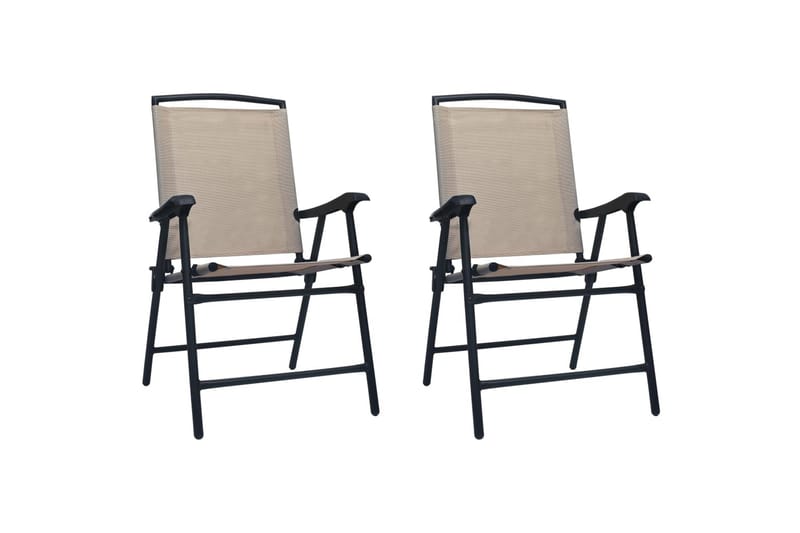 Sammenleggbare hagestoler 2 stk texilene gråbrun - Brun - Posisjonsstoler