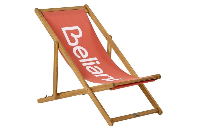 Sammenleggbar dekkstol Anzio - Rødt, lyst tre - Hagemøbler & utemiljø - Stoler & Lenestoler - Solstoler