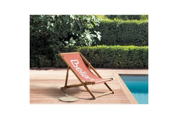 Sammenleggbar dekkstol Anzio - Rødt, lyst tre - Hagemøbler & utemiljø - Stoler & Lenestoler - Solstoler