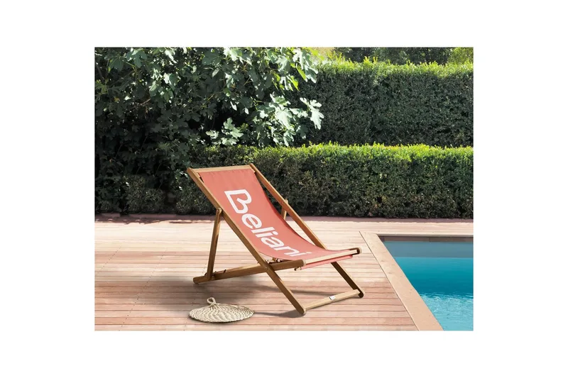 Sammenleggbar dekkstol Anzio - Rødt, lyst tre - Hagemøbler & utemiljø - Stoler & Lenestoler - Solstoler