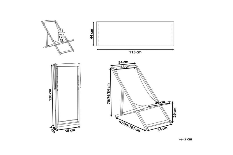 Sammenleggbar dekkstol Anzio - Rødt, lyst tre - Hagemøbler & utemiljø - Stoler & Lenestoler - Solstoler