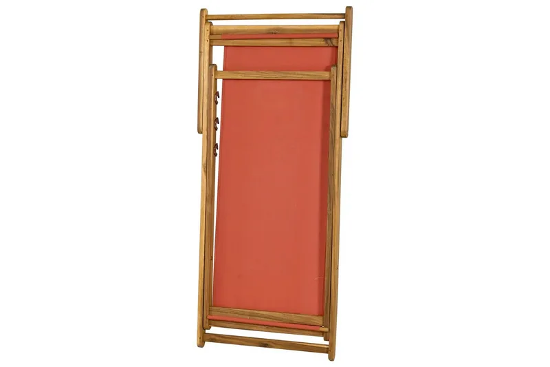 Sammenleggbar dekkstol Anzio - Rødt, lyst tre - Hagemøbler & utemiljø - Stoler & Lenestoler - Solstoler