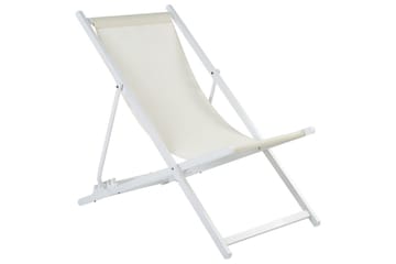 Sammenleggbar dekkstol Locri II - Beige, hvit - Hagemøbler & utemiljø - Stoler & Lenestoler - Solstoler