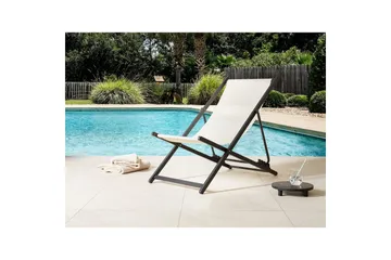 Sammenleggbar dekkstol Locri II - Beige, svart - Hagemøbler & utemiljø - Stoler & Lenestoler - Solstoler