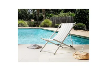 Sammenleggbar dekkstol Locri II - Hvit, Grå - Hagemøbler & utemiljø - Stoler & Lenestoler - Solstoler