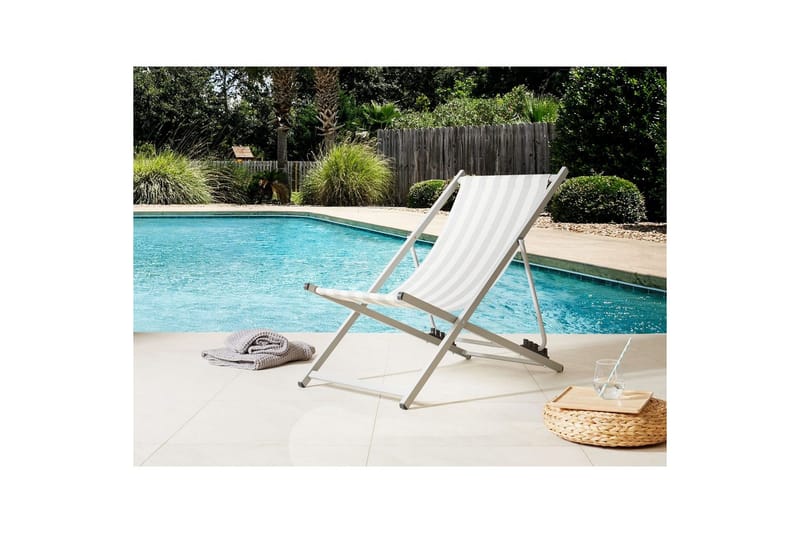 Sammenleggbar dekkstol Locri II - Hvit, Grå - Hagemøbler & utemiljø - Stoler & Lenestoler - Solstoler