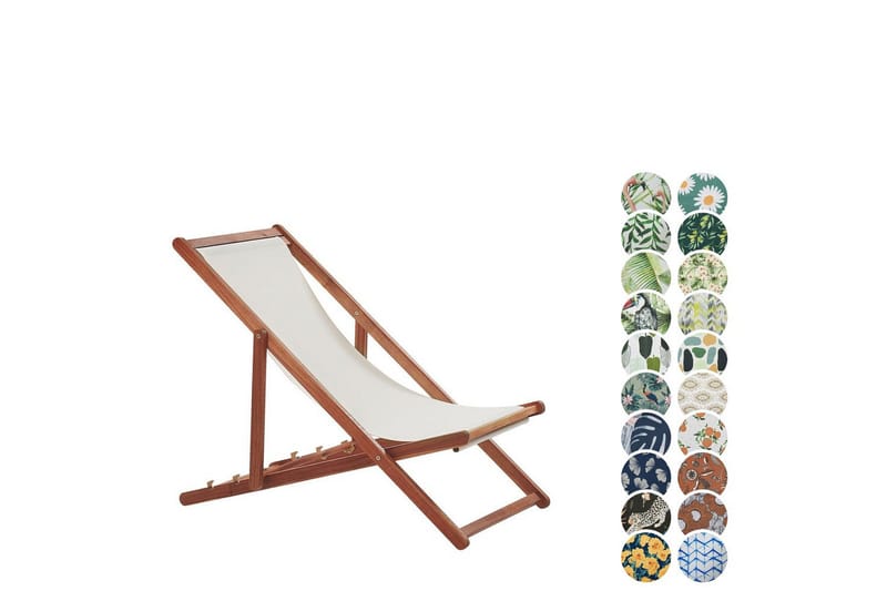 Solseng 2 erstatningstekstiler Anzio - Hvit, mørkt treverk, flerfarget - Hagemøbler & utemiljø - Stoler & Lenestoler - Solstoler